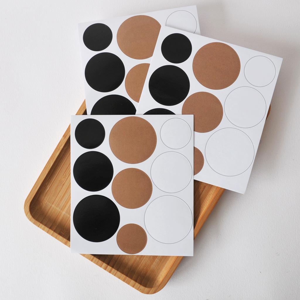 ETIKETTITARRAT | PYÖREÄ - MUSTA/NATUR