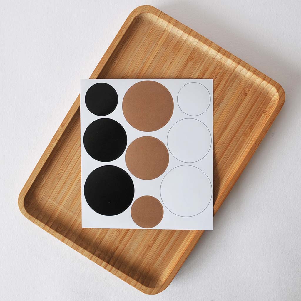 ETIKETTITARRAT | PYÖREÄ - MUSTA/NATUR