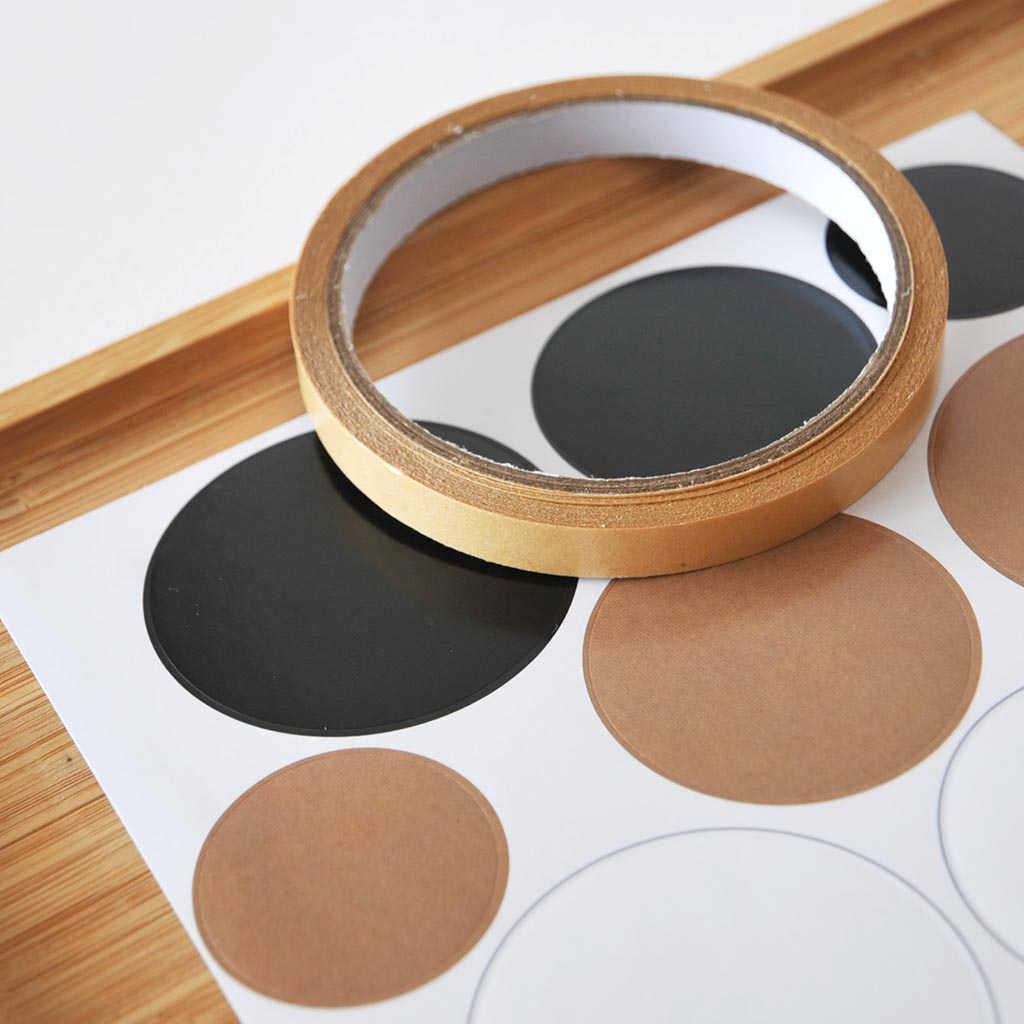 ETIKETTITARRAT | PYÖREÄ - MUSTA/NATUR