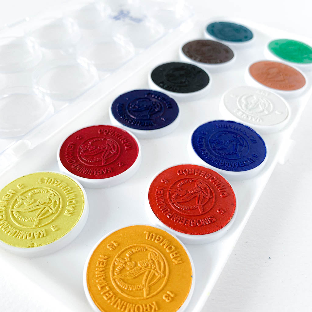 VESIVÄRINAPIT 12KPL KOVAMUOVIPALETISSA