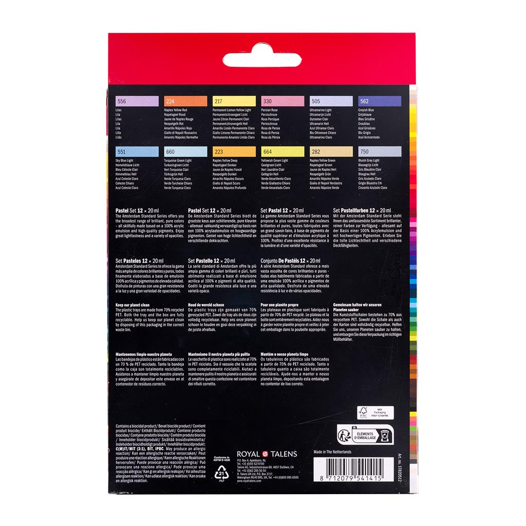 AMSTERDAM AKRYYLILAJITELMA 12X20ML | PASTELLISÄVYT
