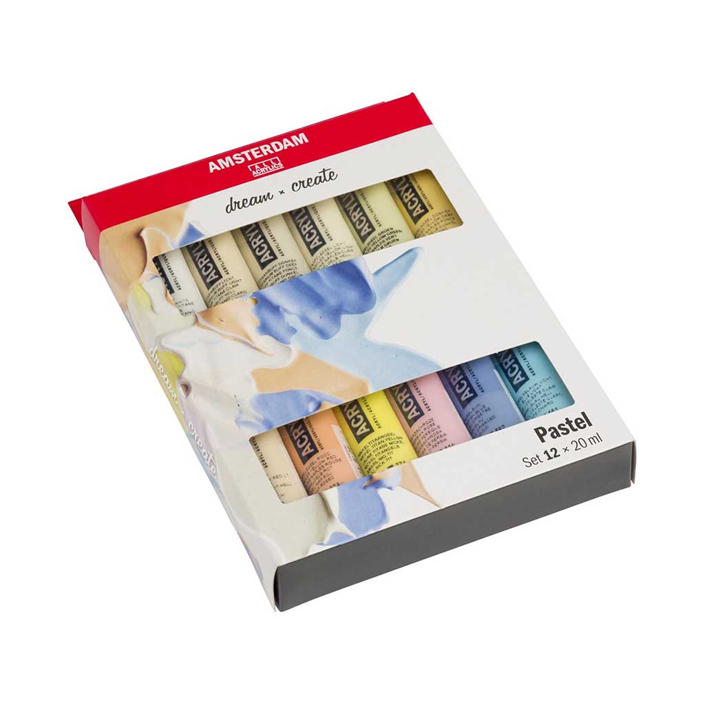 AMSTERDAM AKRYYLILAJITELMA 12x20ML - PASTELLISÄVYT
