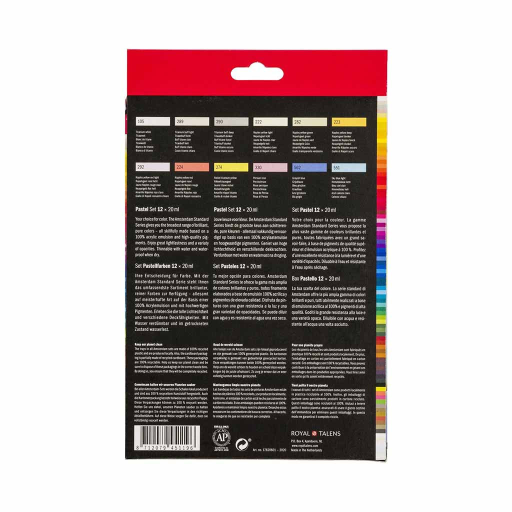 AMSTERDAM AKRYYLILAJITELMA 12x20ML - PASTELLISÄVYT