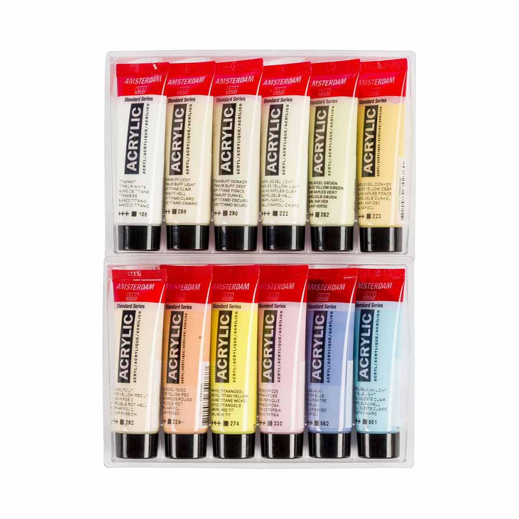 AMSTERDAM AKRYYLILAJITELMA 12x20ML - PASTELLISÄVYT